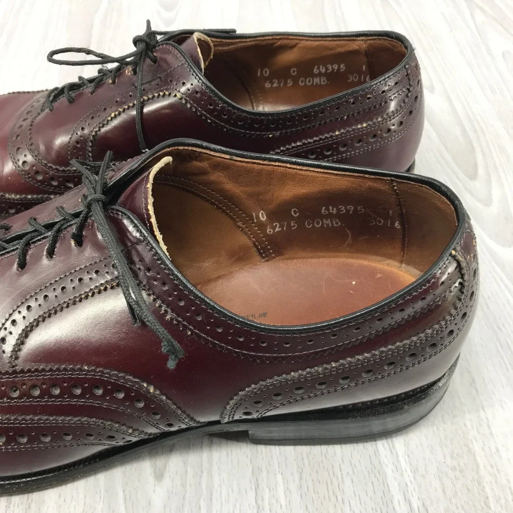 Allen Edmonds McAllister Burgundy Wingtip Oxford Dress Shoes Mens 10 C 6215